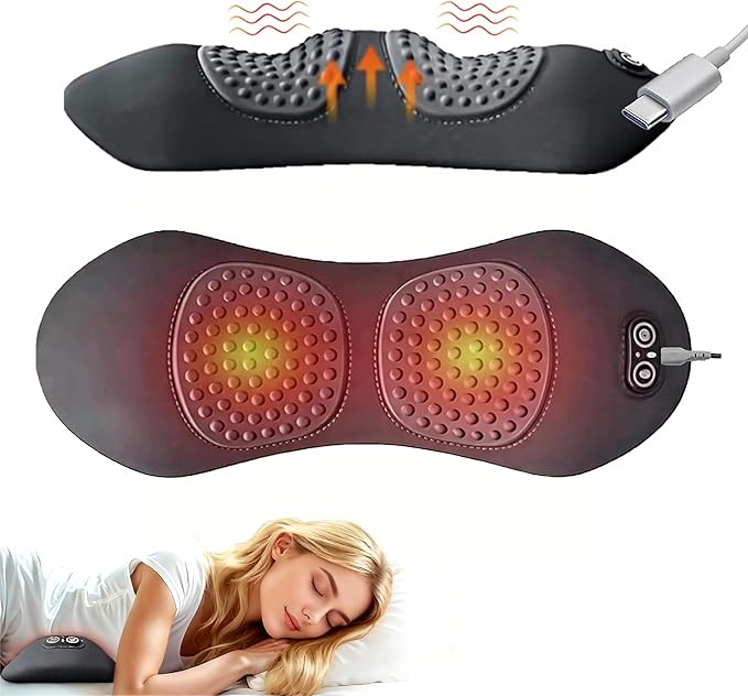 Smooth Spine Triple Fusion Back Massager for Sciatica Pain Relief 3-in-1 Lumbar Traction Device with Heat and Vibration Lower Back Stretcher for Office Chair &amp Car Support