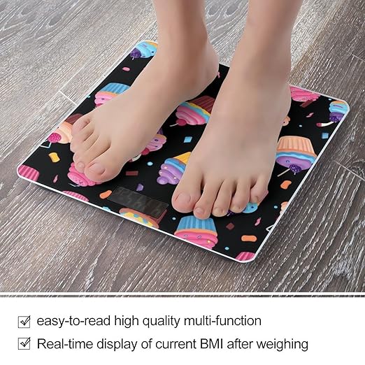 Energy Saving Scale Bathroom Weighing Scale Smart Scale for Body Weight Digital Space Galaxy Ice Cream Cake Black