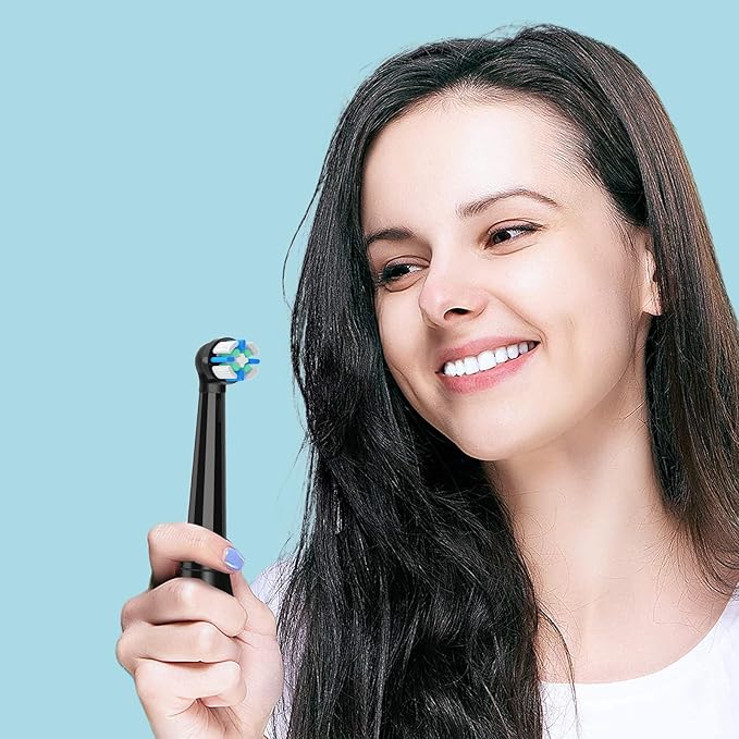 12 PCS Replacement Heads Compatible with Oral B IO 2/3/4/5/6/7/8/9/10/Deep Clean Series Electric Toothbrush Medium Softness Brush Heads Compatible with Oral B IO for Teeth and Gums Care (Black)