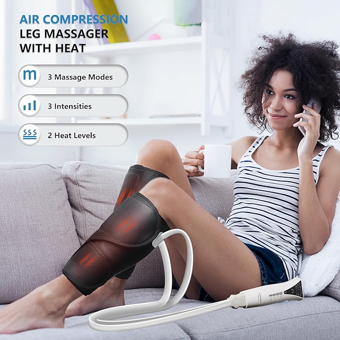 QUINEAR Leg Massager and Air Compression Calf Massager with 3 Modes 3 IntensitiesLeg Compression Massager for Circulation and Pain ReliefIdeal Gift