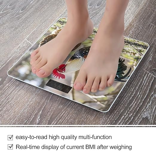 Rooster and Hen Scale for Body Weight Highly Accurate Digital Bathroom Body Scale Digital Bathroom Scales for People Anti-Slip Large LCD Display Smart Scales