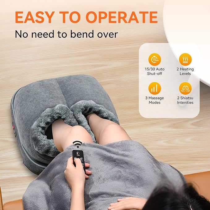 Snailax Shiatsu Foot Massager with Heat Electrick Foot Massager Machine for Neuropathy Plantar Fasciitis Feet Warmers for WomenMen Foot Heater Under Desk Size 13