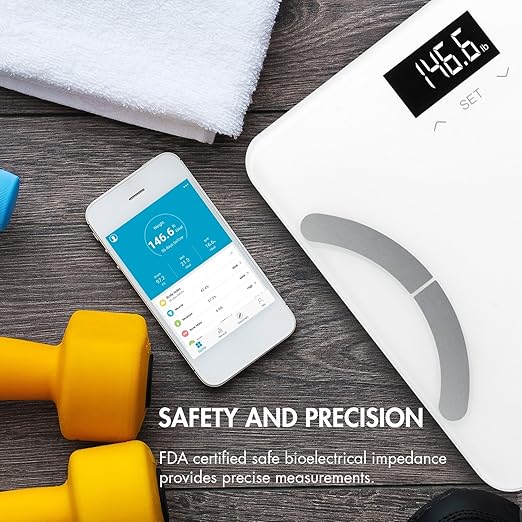 Tenergy Vitalis Body Fat Scale Digital Weight Bluetooth Connected APP Scale High Precision BMI Scale with Large Easy Read Backlit LCD Body Scale Max Weight 400 Pounds Compatible with iOS/Android
