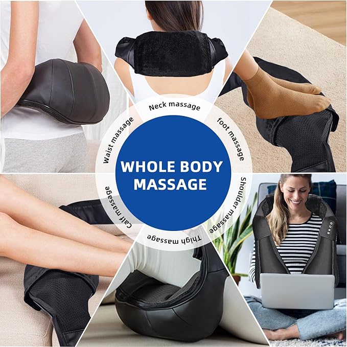 Joyset Cordless Neck Massager Shiatsu Neck and Back Massager with Heating Free Easy to Wash Cloth Cover for Shoulder Massage