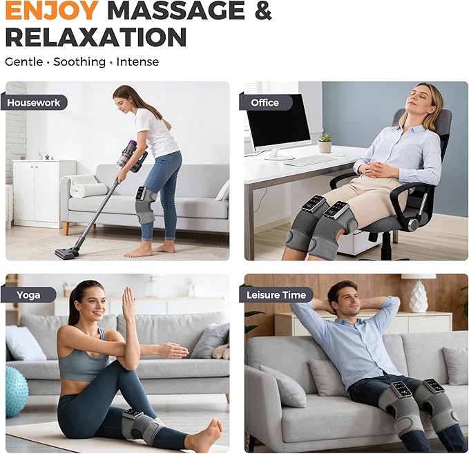 YAZHI Cordless Knee Massager for Pain Relief – Electric Heated Knee Brace 5 Heat Levels &amp 3 Massage Modes Gifts for Men and Women 2pack