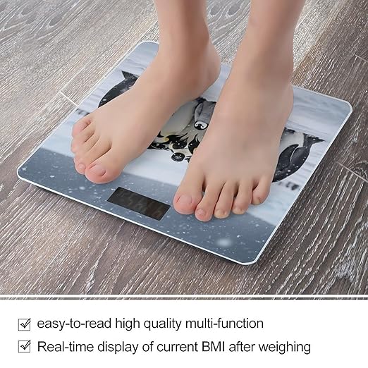 Emperor Penguin Huddle Scale for Body Weight Sturdy Tempered Glass Weighing Scales with LCD Display Accurate Digital Bathroom Scale Convenient Body Fat Smart Scales Easy Read