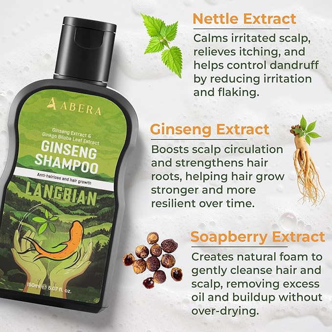 ABERA Folliculitis Shower Gel and Ginseng Anti Dandruff Shampoo for Men &amp Womenlon &amp Tea Tree 1 Box + Ginseng Anti Dandruff Shampoo Scalp Fungus Treatment Reduce Itching (Set 2)