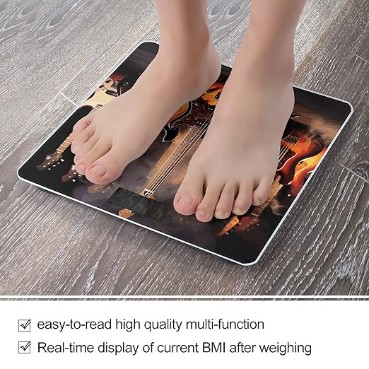 Cool Electric Guitar Digital Bathroom Scale Fashion Unique Weight Scale BMI Anti-Slip Precision Weighing Scales Suitable for Home Bedrooms Use and Gift