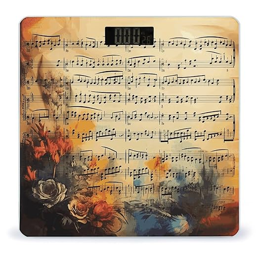 Vintage Music Note Weight Scale Large Bathroom Scales Digital Weight with Bright LED Display Non Slip Automatic Weighing Scale Fashion Weighing Machine for Body