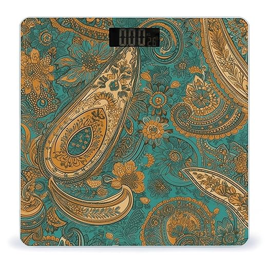 Yellow Paisley Pattern Bathroom Scale Ultra-Bright Liquid Crystal Screen Weight Scale Accurate Bathroom Body Scales for Body Weight Bathroom Pet Home Bedroom Gift-Giving