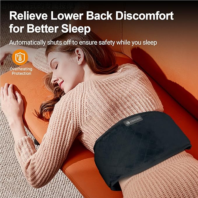 Cordless Lower Back Massager with Heat CooCoCo Heating Pad with Massager for Back Pain Relief Rechargeable Heat Pad for Period Cramps Lumbar Auto Off