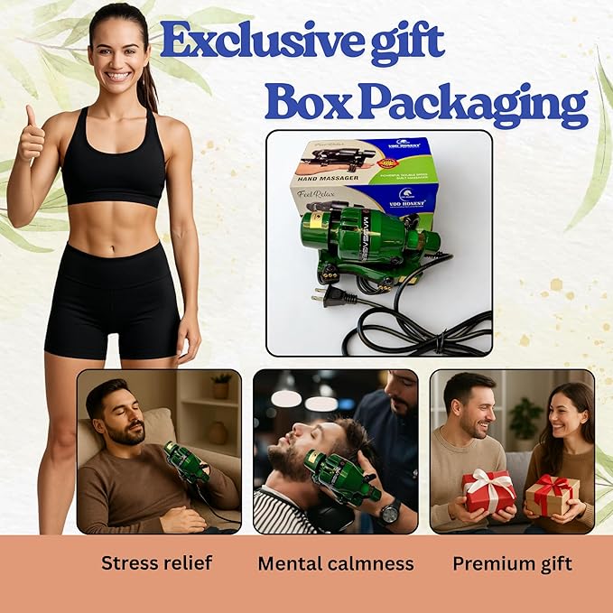 Full Body Corded Massager for Barbers Electric Powerful Double Speed Muscle Relaxer with Floating Head Action for Pain Relief &amp Circulation (Green)