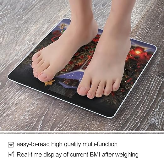 Christmas Cheer Scale for Body Weight Safe Rounded Corners Tempered Glass Digital Bathroom Scale LED Display 400lb Capacity Weight Scales with High Precision Sensors