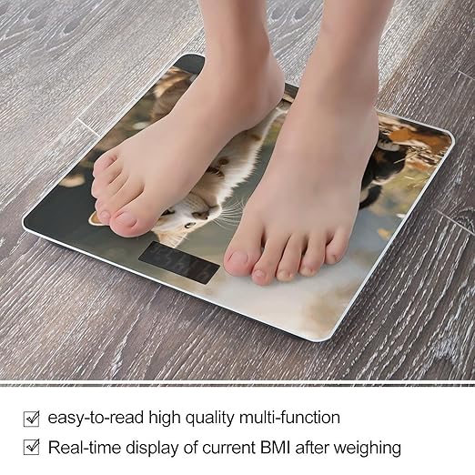 Cat Dog Weight Scale Cute Bathroom Scale for Body Highly Accurate Digital Weighing Machine for People Compact LCD Display Scales with Sturdy Toughened Glass Scales