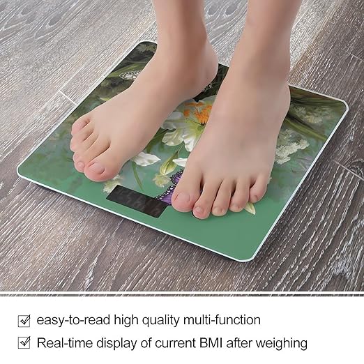 Lilies and Butterfly Smart Scale for Body Weight Accurate Bathroom Scale with LED Display Digital Weight Scales Weighing Machine High Precision Scales for Bath Home