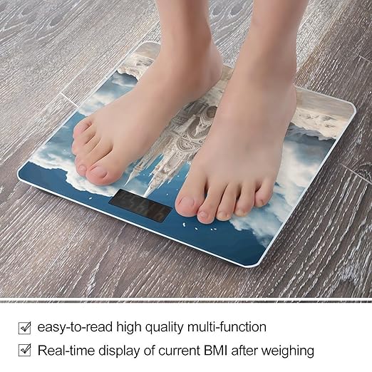 Building A Sandcastle Scale for Body Weight Anti-Slip Tempered Glass Digital Bathroom Scales Clear LCD Display Weighing Scale Safe Rounded Corners Smart Scales