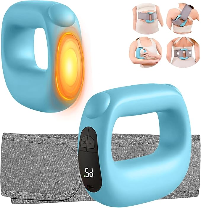 Deep Tissue Percussion Muscle Massage Gun: with Heat Adjustable Intensity and Speed Super Quiet USB-C Rechargeable Portable Pain Relief for Athletes and Everyone Ideal Gift（Blue）