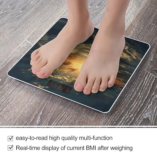 Ocean After Storm Scale for Body Weight Anti-Slip Digital Bathroom Scale Sturdy Toughened Glass Weighing Scales High Precision Safe Rounded Corners Smart Scales