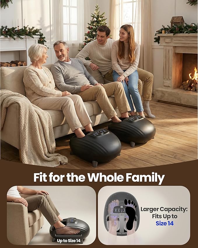 CILI Foot Massager with Heat Shiatsu Foot Massage Machine for Plantar Fasciitis Neuropathy 3 Sole &amp Instep Heating Levels 3 Intensity Adjustable Up to Size 14 Gifts for Him Her