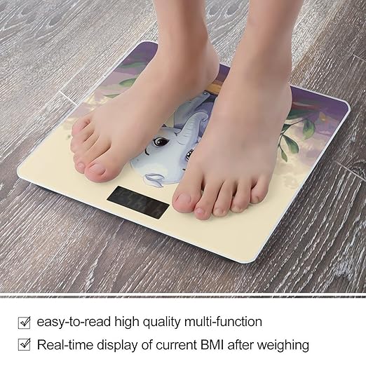 Cute Elephant Bathroom Scale for Body Weight Bathroom Digital Electronic Weighing Scale with Back Lit LED Display Sturdy Tempered Glass Weight Watchers Scales 400lb