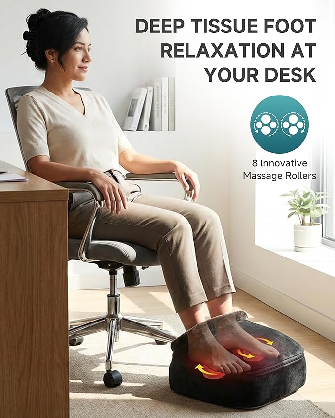 Snailax 2-in-1 Shiatsu Foot and Back Massager with Heat - Kneading Foot Warmer Electric Feet Massage Massagers for BackLegGifts for WomenMen
