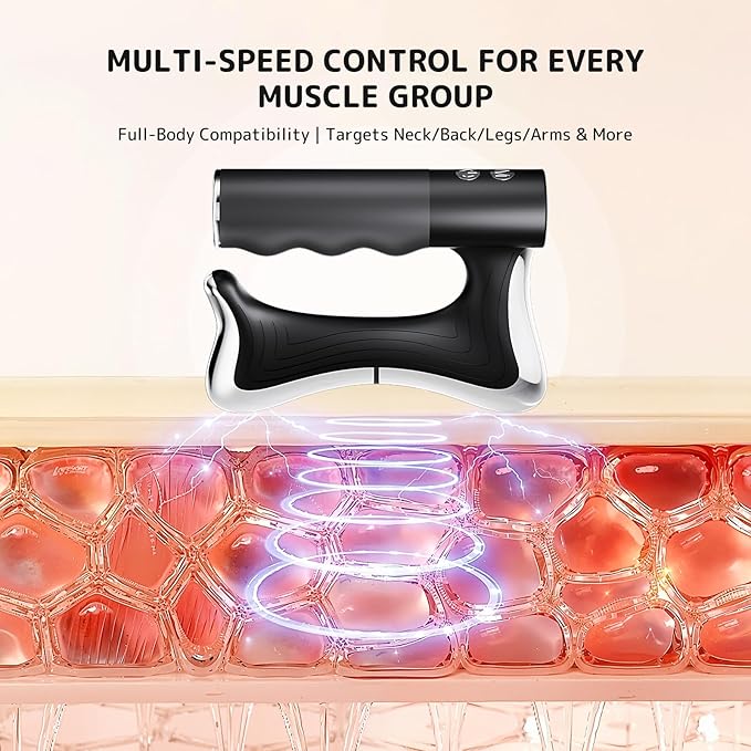 2026 New Upgrade Fascia Knife Multifunctional Massage Tool Electric Muscle Scraper Massager Tool Muscle Relaxation Electric Fascia Knife Scraper for Fascial Massager Whole Body Black