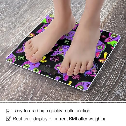 Digital Bathroom Weighing Scale Energy Saving Scale Smart Scale for Body Weight Trippy Eyes Black Cat Goth Mushroom