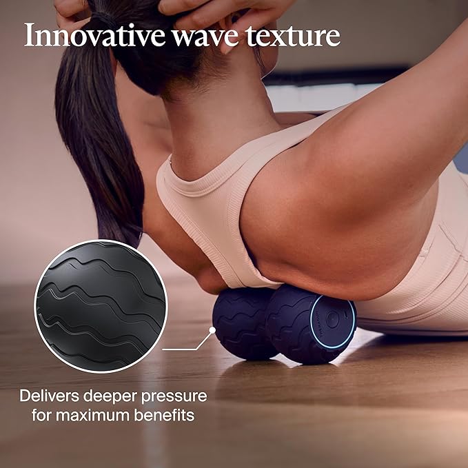 TheraGun Therabody WaveDuo - Ergonomically Contoured Foam Roller - Bluetooth Enabled Muscle Roller for Your Back Neck &amp Spine with 5 Customizable Vibration Frequencies in Therabody App