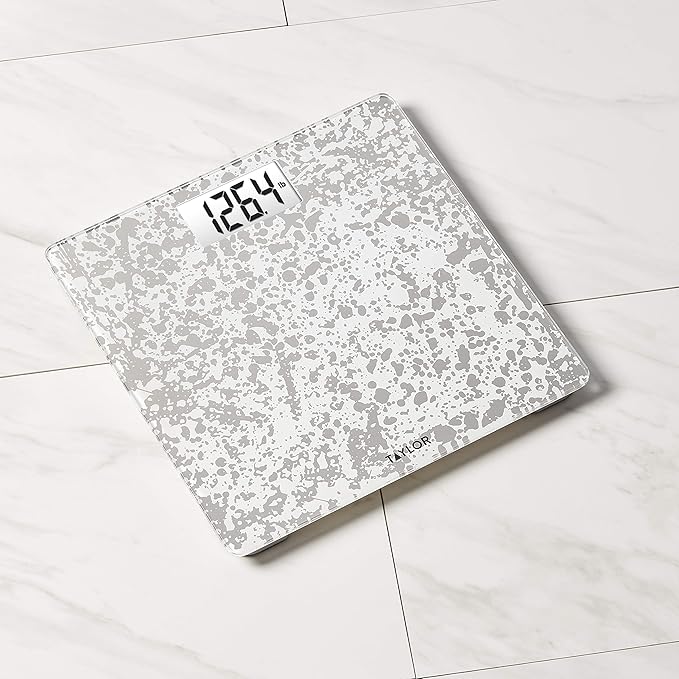 Taylor Crackled Glass Design Digital Bathroom Scale White 5273273