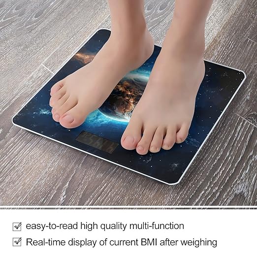 Blue Earth in The Space Bathroom Scale for Body Weight Bathroom Digital Electronic Weighing Scale with Back Lit LED Display Sturdy Tempered Glass Weight Watchers Scales 400lb