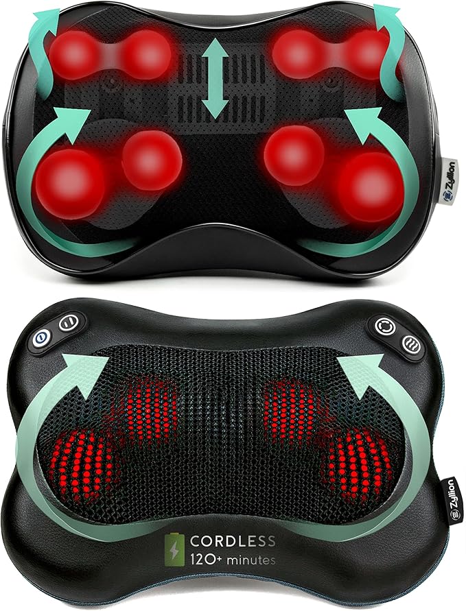 Zyllion ZMA-25 Shiatsu Pillow Massager (Black) and ZMA-34RB Cordless Shiatsu Pillow Massager Bundle (Black)