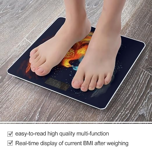 Fire and Water Phoenix Bathroom Scale for Body Weight 400 Lb Weight Scale with High Precision Sensors Tempered Glass Highly Accurate Digital Weighing Machine for People