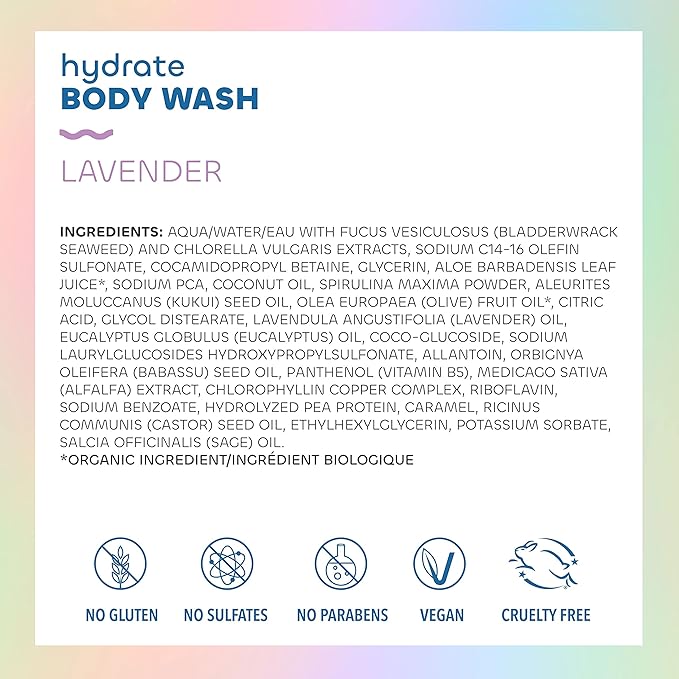 Seaweed Bath Co. Body Wash and Body Cream Duo 12 Ounce 6 Ounce Lavender Scent Sustainably Harvested Seaweed