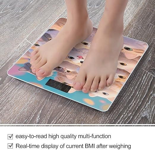 Cute Cat Weight Scale Large Digital Bathroom Scales with Bright LED Display Non Slip Digital Scale and Step On Fashion Weighing Machine for Body