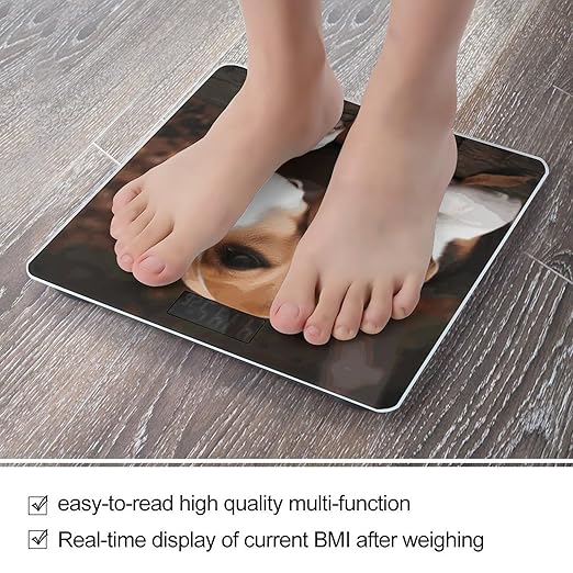 Digital Bathroom Scale for Body Weight Scale with Bright LCD Display High Accuracy Step-On Technology Auto On/Off Cute Beagle Digital Scales 400 Lbs /180kg