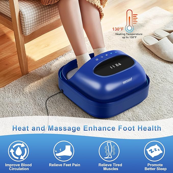 H&ampB Luxuries Shiatsu Foot Massager for Foot Pain Relief Electric Heated Foot Massager Deep Tissue Kneading Feet Forefoot Massage Machine Compression Ideal for Men Women Parents and The Elderl