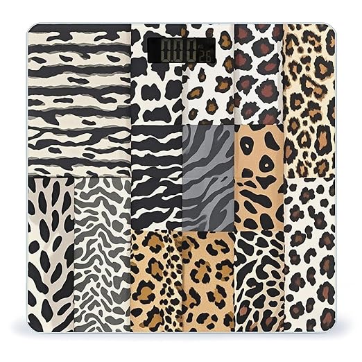 Leopard with Brownish Scale for Body Weight Smart Scales Digital Bathroom Scale High Precision Weighing Scales with Large Display Weighing Machine for People