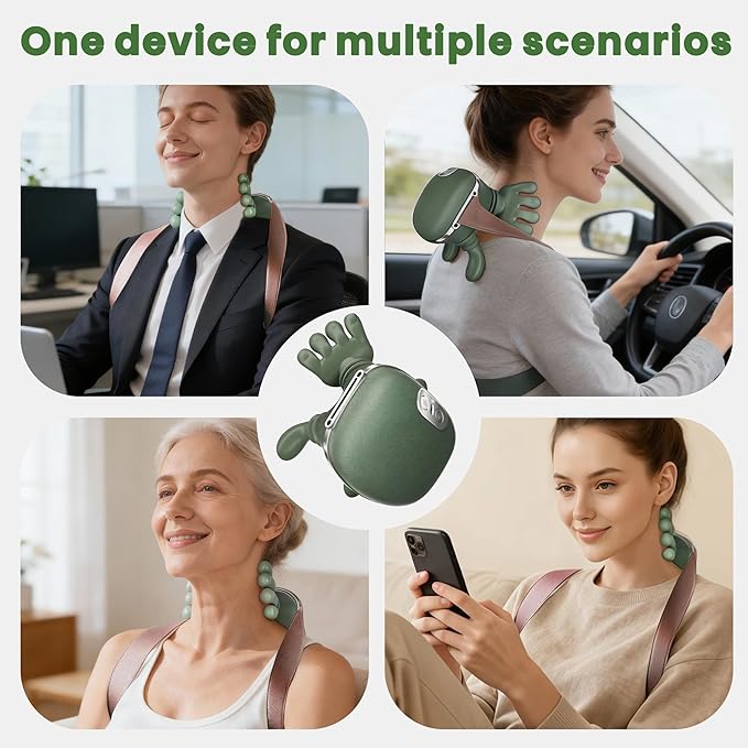 Neck Massager for Pain Relief Deep Tissue 4D Kneading Massage Quiet &amp Portable Lightweight 3-Speed Adjustment Cordless Neck and Shoulder Massager with Heat Electric Hand Massager for Muscle