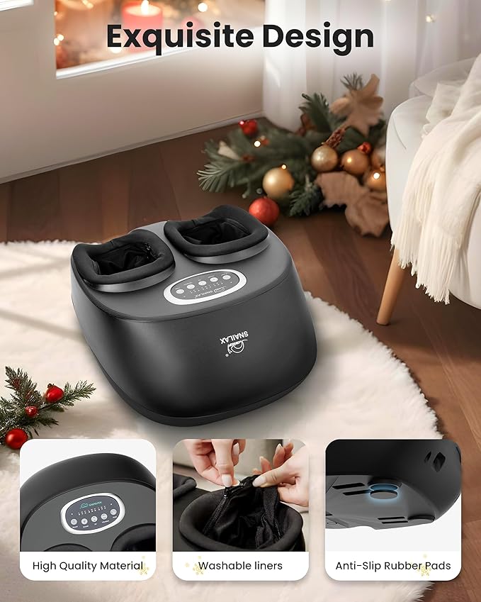 Snailax Shiatsu Foot Massager Machine with Soothing Heat Deep Kneading Air Compression Improve Blood Circulation and Foot WellnessRelax for Home or Office Use