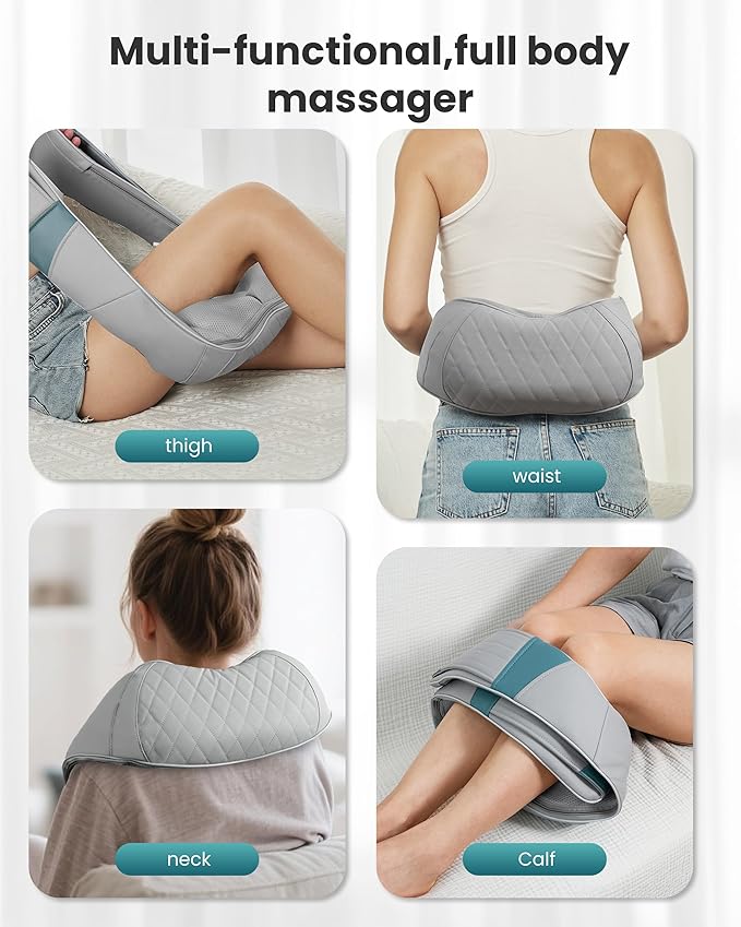 Snailax Cordless Neck Massager with Heat Shiatsu Neck Back Massager for Pain Relief Deep Tissue Rechargeable 4D Knead Shoulder Massager Pillow with Portable Carry Bag Gifts for Mom Dad