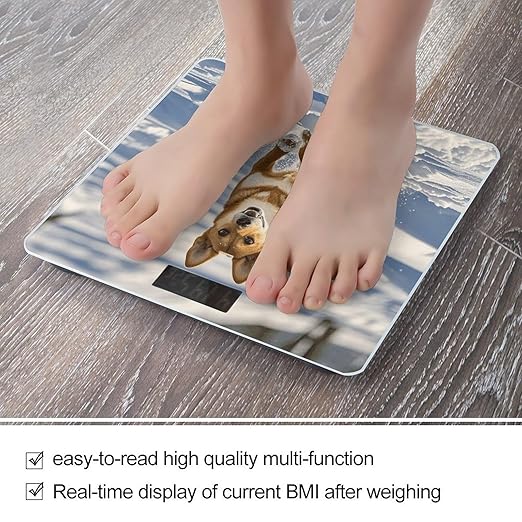 Dog Chasing in The Snow Scale for Body Weight Digital Bathroom Scale Accurate Smart Weight Scales with Large Display Weighing Machine High Precision Scales