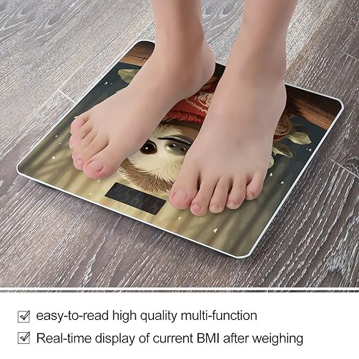 Cartoon Sloth Bathroom Scale for Body Weight Bathroom Digital Electronic Weighing Scale with Back Lit LED Display Sturdy Tempered Glass Weight Watchers Scales 400lb