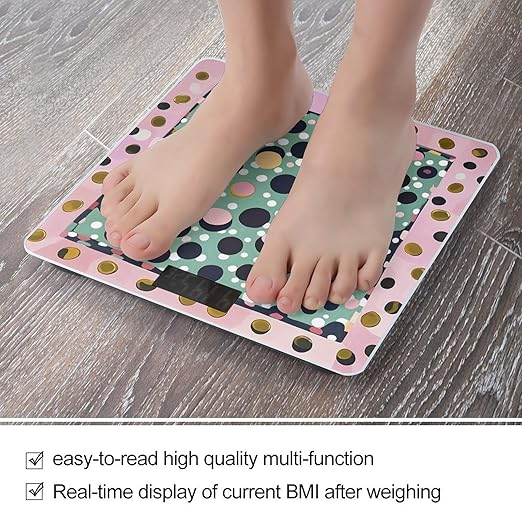 Beautiful Polka Dot Smart Scale for Body Weight Accurate Bathroom Scale with LED Display Digital Weight Scales Weighing Machine High Precision Scales for Bath Home