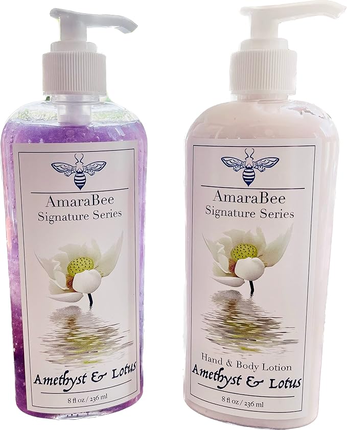Amethyst &amp Lotus Body Wash &amp Lotion Duo | Hydrating Cleanser | Moisturizing
