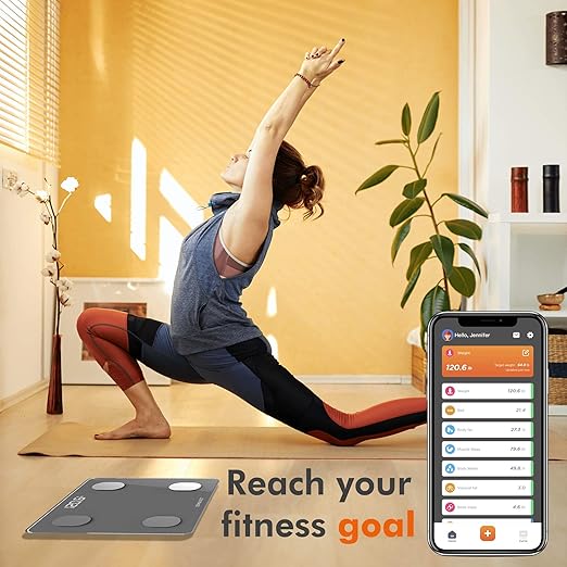 KONQUEST Smart Scale for Body Weight Digital Bathroom Scale BMI Weighing Bluetooth Body Fat Scale Body Composition Monitor Health Analyzer with Smartphone App 400 lbs - Cool Gray