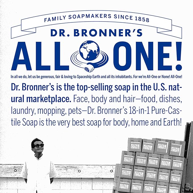 Dr. Bronner's Pure-Castile Magic Soap Liquid (Almond 16 Ounce) - Made with Regenerative Organic Certified Oils 18-in-1 Uses: Face Body Hair Laundry Pets and Dishes Concentrated Vegan Non-GMO