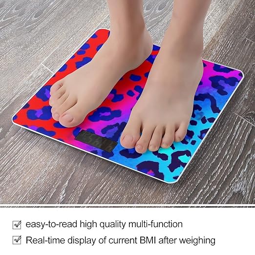 Digital Bathroom Weighing Scale Energy Saving Scale Smart Scale for Body Weight Trippy Red Pink Purple Blue Cheetah Leopard Print