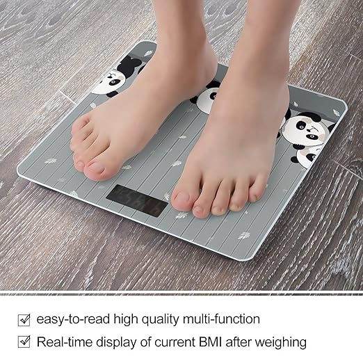 Funny Cute Panda Weight Scale Large Bathroom Scales Digital Weight with Bright LED Display Non Slip Automatic Weighing Scale Fashion Weighing Machine for Body