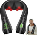 Snailax Cordless Neck Massager with Heat Rechargeable Shiatsu Neck Back Massager for Pain Relief Deep Tissue 4D Knead Shoulder Massager Pillow Gifts/Presents for Mom Dad Black