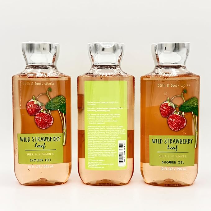 Wild Strawberry Leaf Bath &amp Body Shower Gel Set | Bundle of Three 10-Ounce Shower Gels